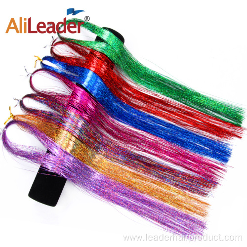 Silk Straight Hair Sparkling Colorful Dazzle Tinsel Hair
